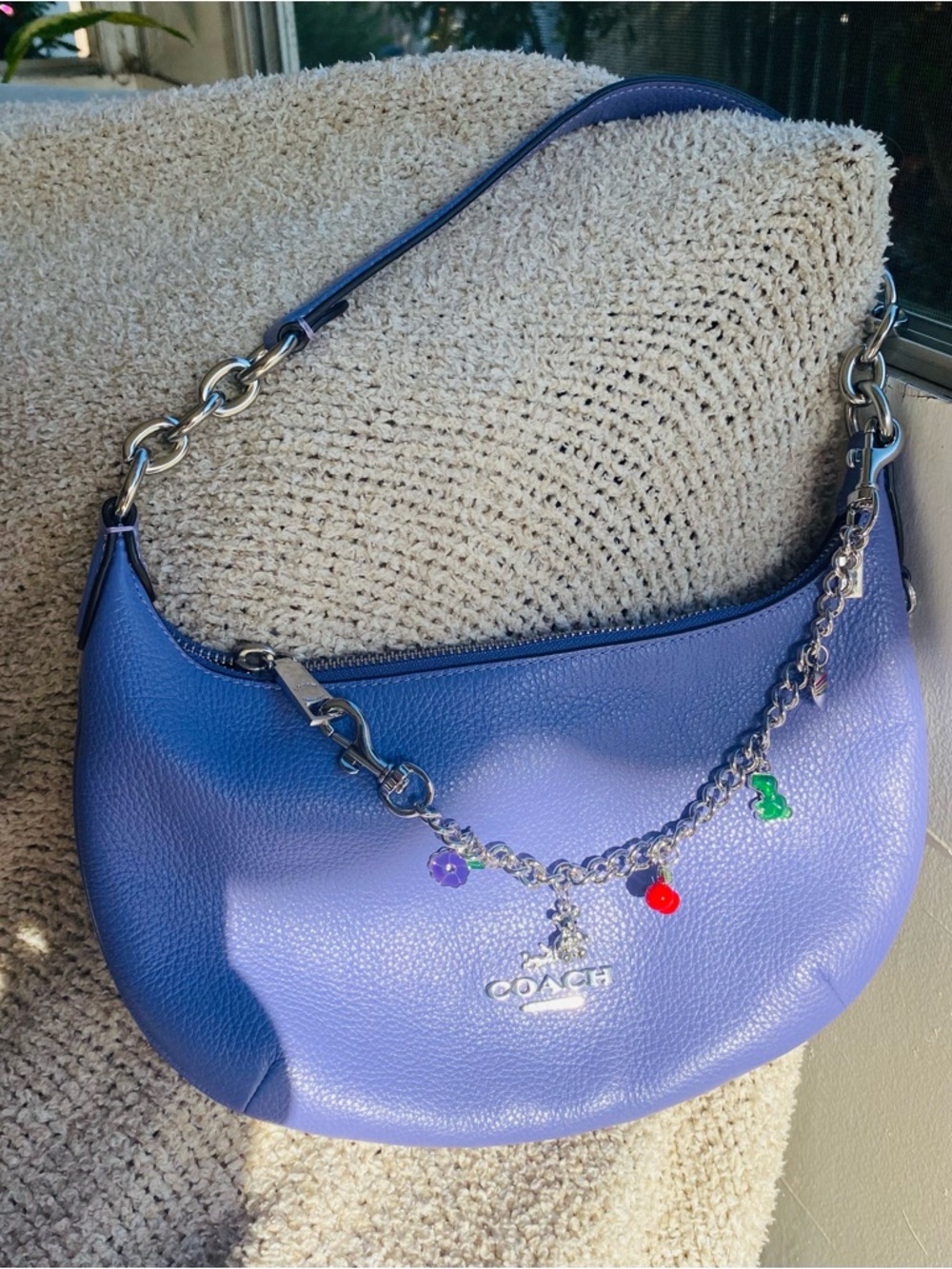COACH PAYTON MINI-Pebbled Leather Hobo Bag in Violet